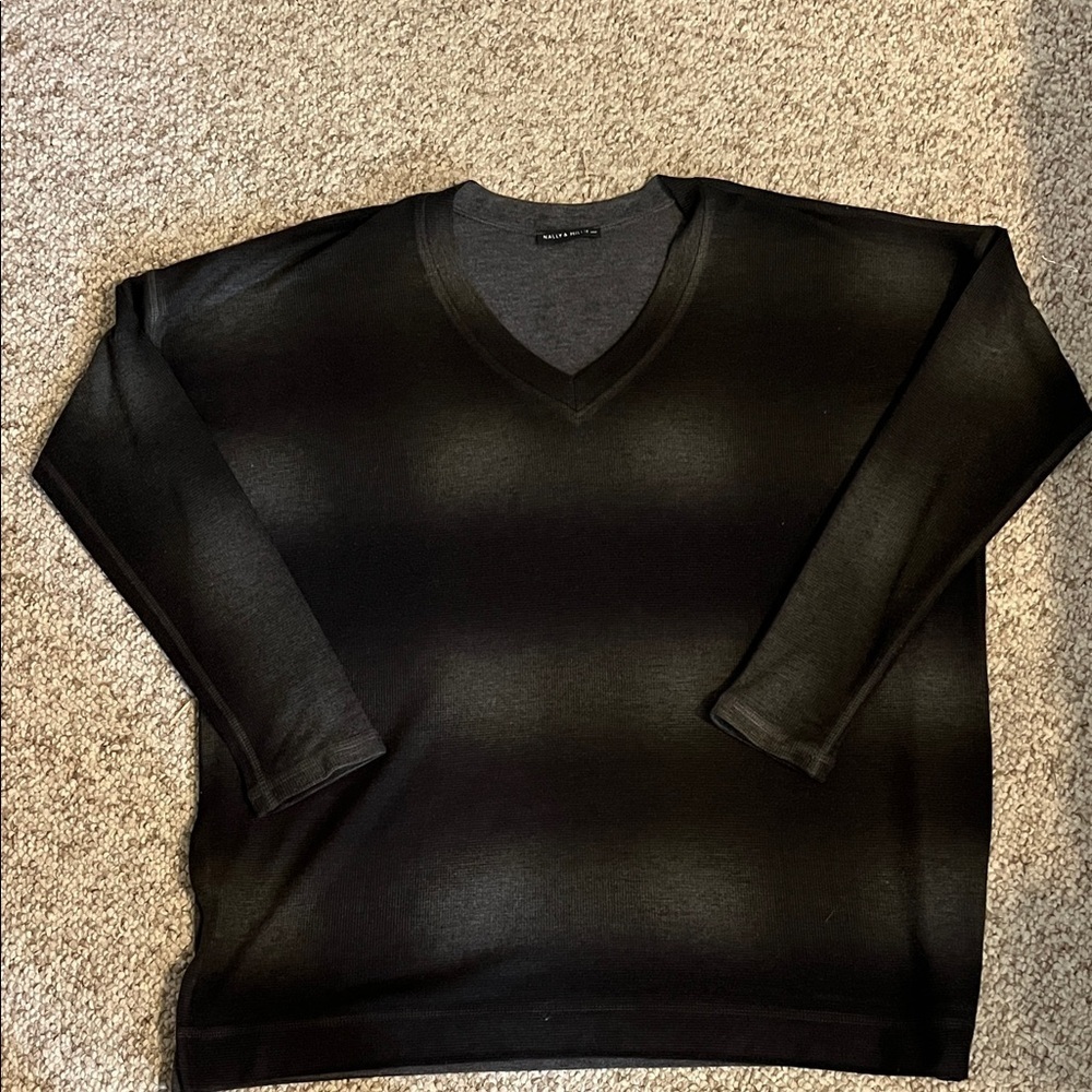 Oversized v neck lightweight ombré sweater long sleeved